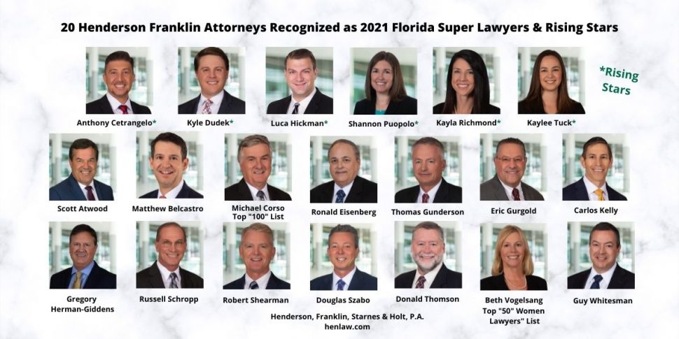 Henderson Franklin 2021 Florida Super Lawyers and Rising Stars
