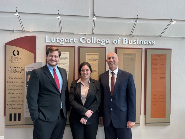 The FGCU Ethics Case Competition Team – L-R Danzi, Moad, Dr. Dent