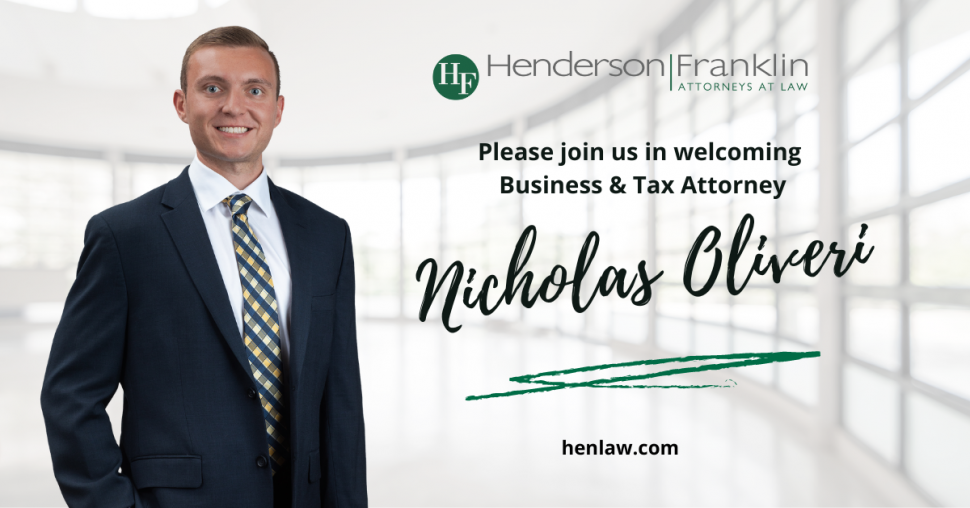 PR Social Media Graphic Announcement - Welcome Nicholas Oliveri